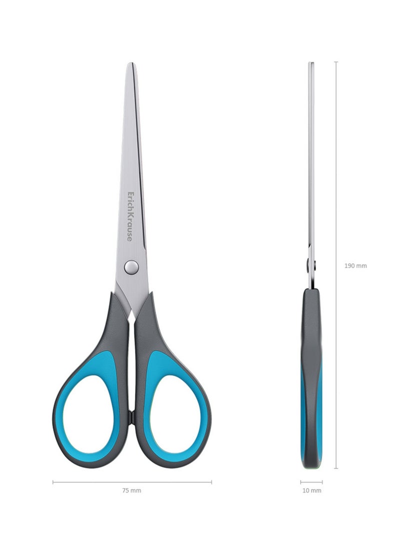 ErichKrause 1-Piece Easycut Plus Stainless Steel Scissors 19cm Size With Assorted Colour Handles - Image 4