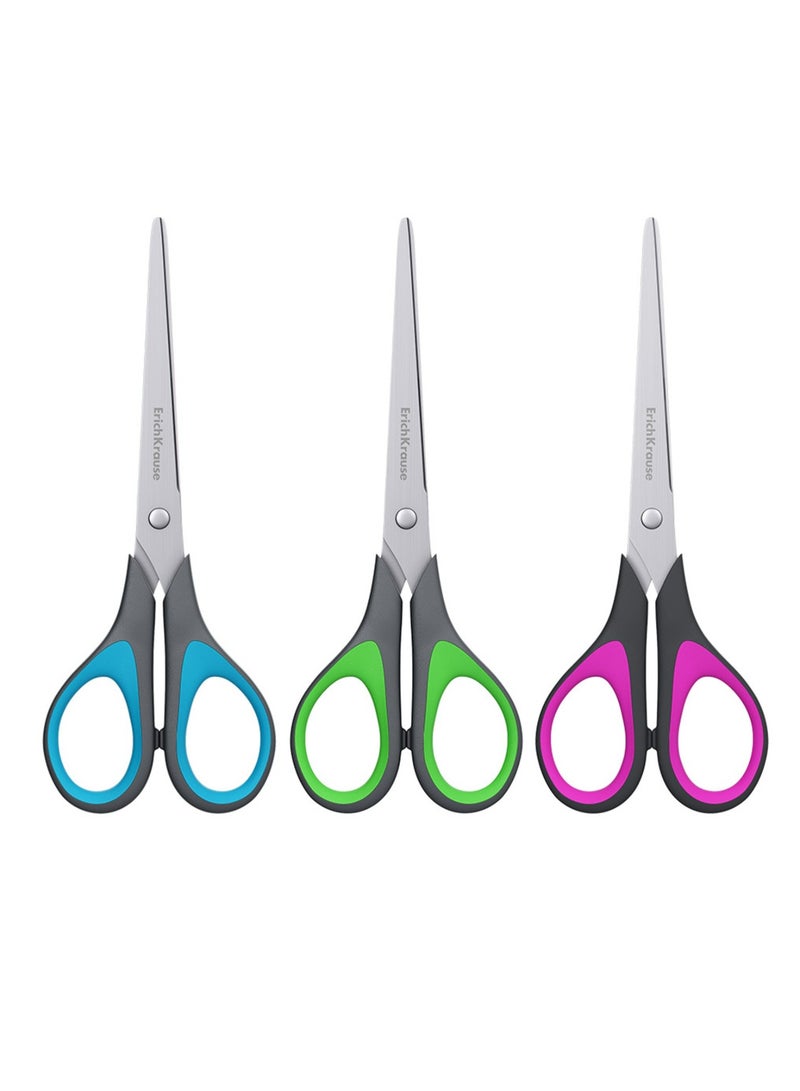 ErichKrause 1-Piece Easycut Plus Stainless Steel Scissors 19cm Size With Assorted Colour Handles - Image 2