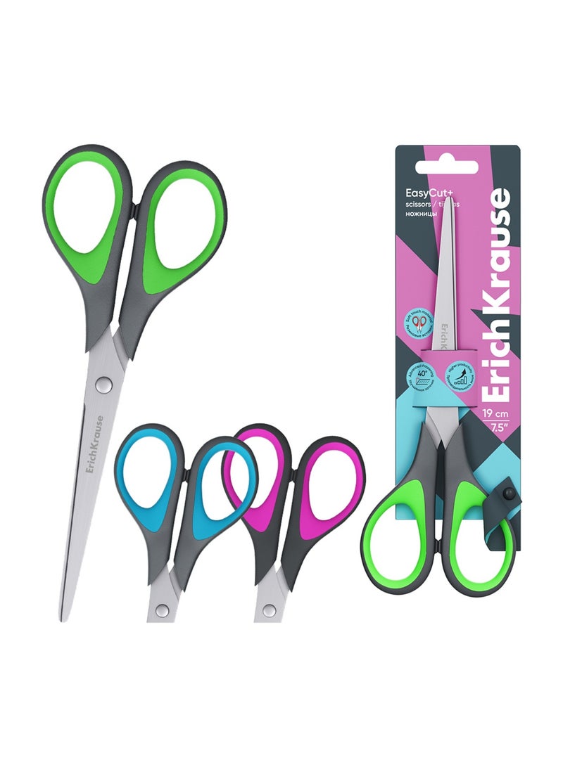 ErichKrause 1-Piece Easycut Plus Stainless Steel Scissors 19cm Size With Assorted Colour Handles - Image 3