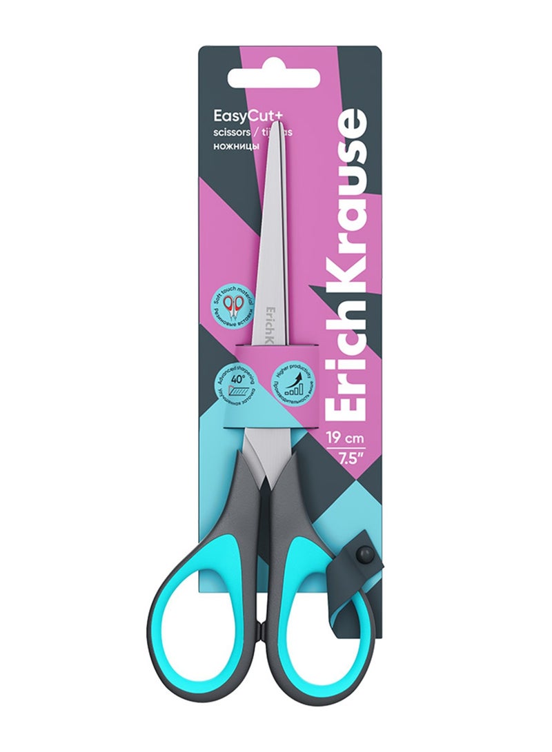 ErichKrause 1-Piece Easycut Plus Stainless Steel Scissors 19cm Size With Assorted Colour Handles - Image 1