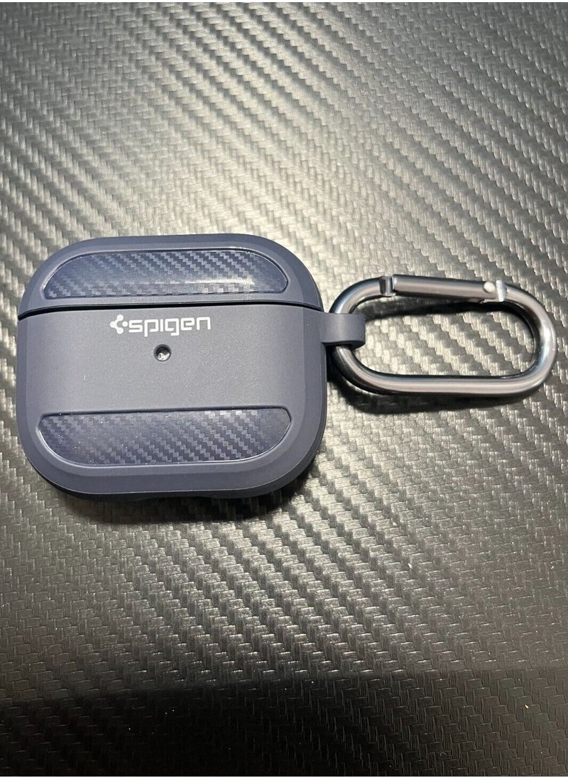 Spigen - Apple AirPods 3/Pro 2/Pro Case Rugged Armor with Keychain Midnight Blue - Image 1