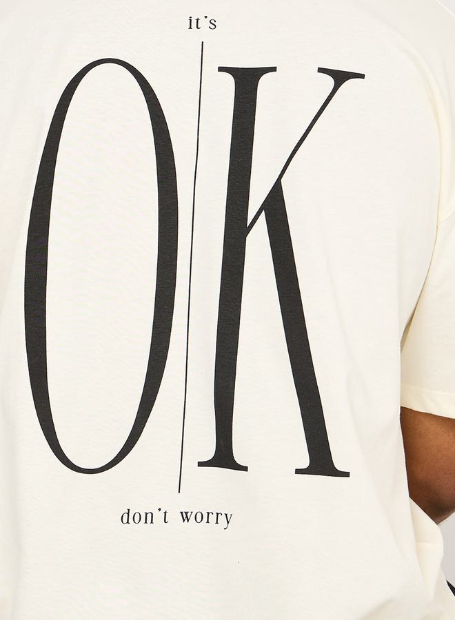 Styli Oversized Back OK Slogan Print T-shirt  - Image 5