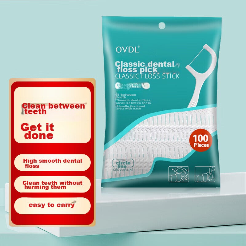 OVDL Dental Floss Picks, Ultra-Thin Round Thread for Cleaning Teeth Gaps, High Tensile Strength Toothpicks, Flossing Tool, 100 Pieces * 1 Pack, Portable - Image 1