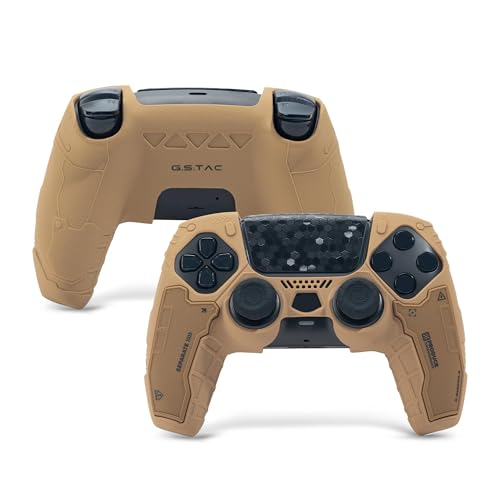 GeekShare G.S.TAC Tactical PS5 Controller Skin Set, Non-Slip Soft Silicone Protective Cover Case for PS5 Wireless Controller with 2 Thumb Grip Caps and 2 Stickers - Desert Yellow - Image 1