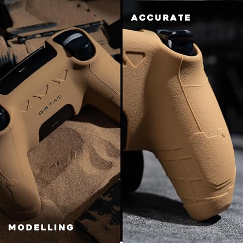 GeekShare G.S.TAC Tactical PS5 Controller Skin Set, Non-Slip Soft Silicone Protective Cover Case for PS5 Wireless Controller with 2 Thumb Grip Caps and 2 Stickers - Desert Yellow - Image 5