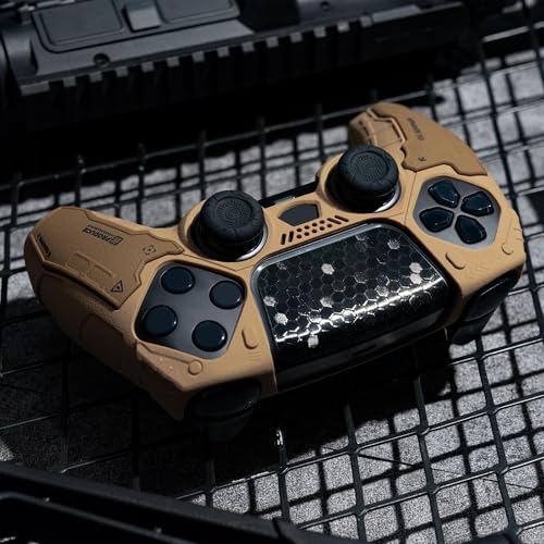 GeekShare G.S.TAC Tactical PS5 Controller Skin Set, Non-Slip Soft Silicone Protective Cover Case for PS5 Wireless Controller with 2 Thumb Grip Caps and 2 Stickers - Desert Yellow - Image 2