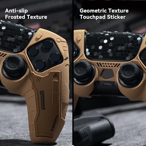 GeekShare G.S.TAC Tactical PS5 Controller Skin Set, Non-Slip Soft Silicone Protective Cover Case for PS5 Wireless Controller with 2 Thumb Grip Caps and 2 Stickers - Desert Yellow - Image 3