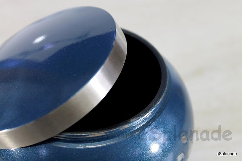eSplanade Pet Cremation Urn Memorials Container Jar Pot  Brass Urn  Metal Urn  Burial Urn  Memorials Keepsake  Pet Dog Cat Urn Blue - Image 2