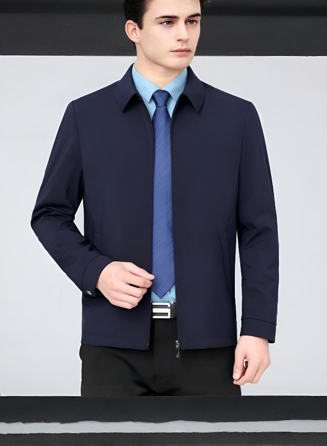 جاكيت ربيعي أنيق بياقة للرجال الكبار: للعمل والترفيه - Image 1