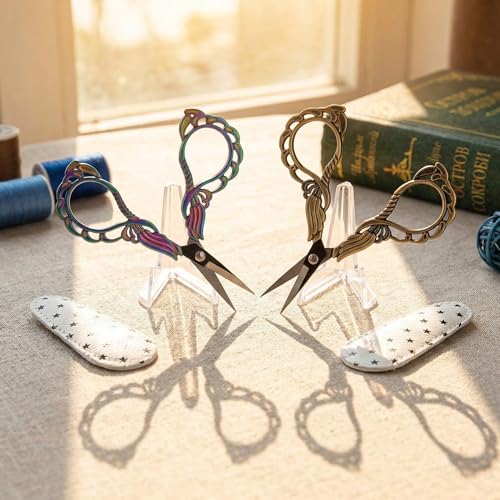 GLEXAL 2-Pack Embroidery Scissors Kit with Covers - Cute Cut-Out Design Handles, Sharp Tips for Precise Cutting - Ideal for Craft, Sewing, and More - Image 2
