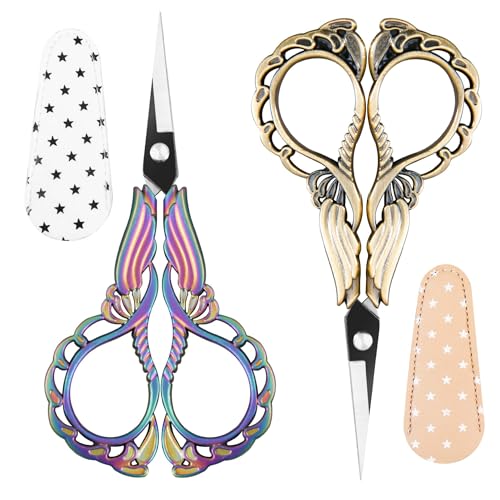 GLEXAL 2-Pack Embroidery Scissors Kit with Covers - Cute Cut-Out Design Handles, Sharp Tips for Precise Cutting - Ideal for Craft, Sewing, and More - Image 1