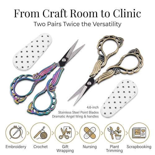 GLEXAL 2-Pack Embroidery Scissors Kit with Covers - Cute Cut-Out Design Handles, Sharp Tips for Precise Cutting - Ideal for Craft, Sewing, and More - Image 5
