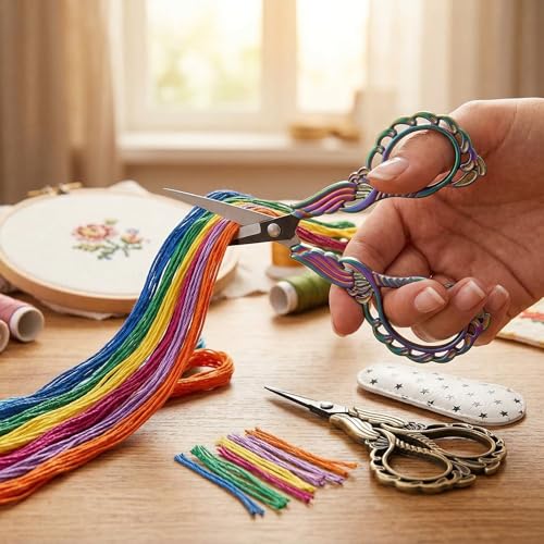 GLEXAL 2-Pack Embroidery Scissors Kit with Covers - Cute Cut-Out Design Handles, Sharp Tips for Precise Cutting - Ideal for Craft, Sewing, and More - Image 3