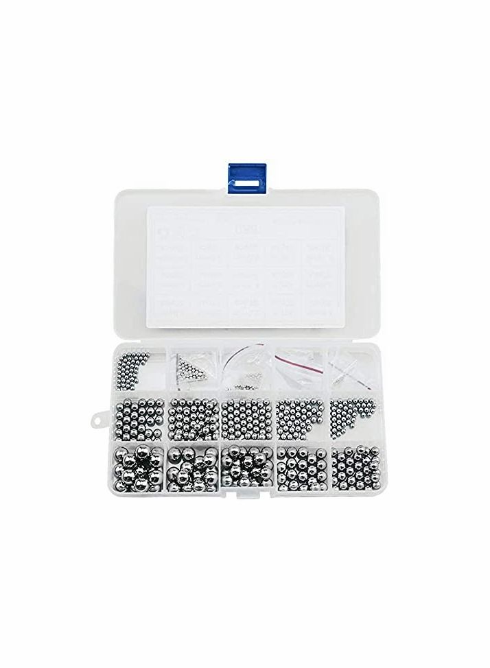 KASTWAVE مجموعة كرات محمل أدوات الأجهزة - 580 قطعة من مجموعة متنوعة من الكرات الدقيقة المصنوعة من الفولاذ المقاوم للصدأ لمحامل لوح التزلج لخلاط الطلاء بقطر 1 مم - 10 مم - Image 1