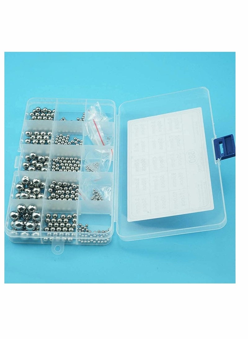 KASTWAVE مجموعة كرات محمل أدوات الأجهزة - 580 قطعة من مجموعة متنوعة من الكرات الدقيقة المصنوعة من الفولاذ المقاوم للصدأ لمحامل لوح التزلج لخلاط الطلاء بقطر 1 مم - 10 مم - Image 2