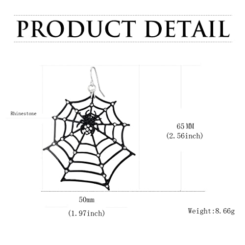 Burning Love 1 Pair Big Spider Web Earrings for Women Black Spider Rhinestone Dangle Drop Earrings Halloween Party Costume Accessories Jewelry Birthday Gifts - Image 2
