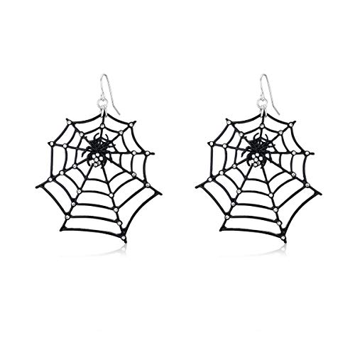 Burning Love 1 Pair Big Spider Web Earrings for Women Black Spider Rhinestone Dangle Drop Earrings Halloween Party Costume Accessories Jewelry Birthday Gifts - Image 1