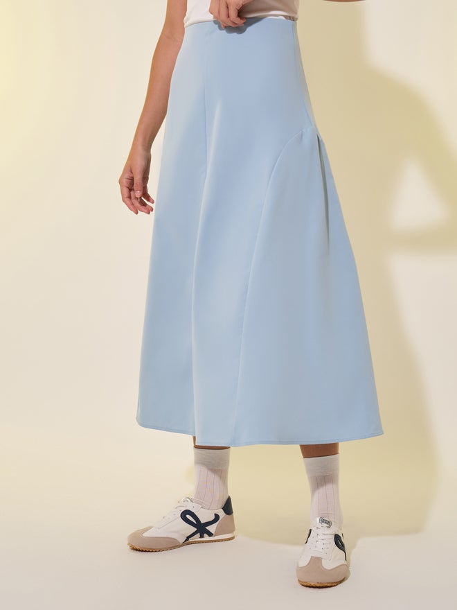 Take Two Take Two Solid Panelled A-Line Midi Skirt  - Image 2