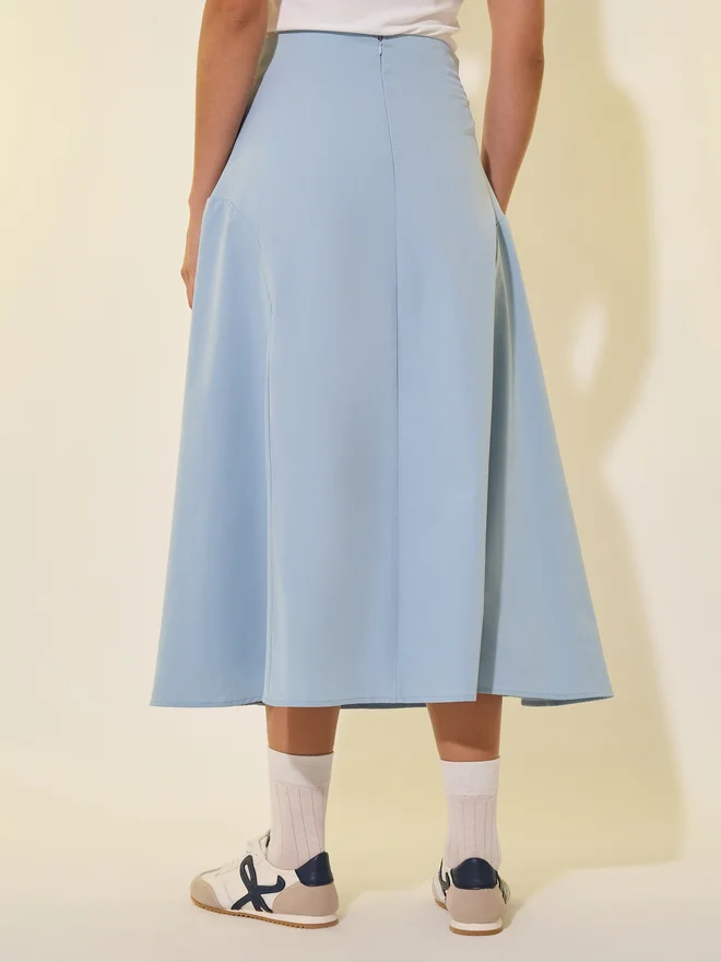 Take Two Take Two Solid Panelled A-Line Midi Skirt