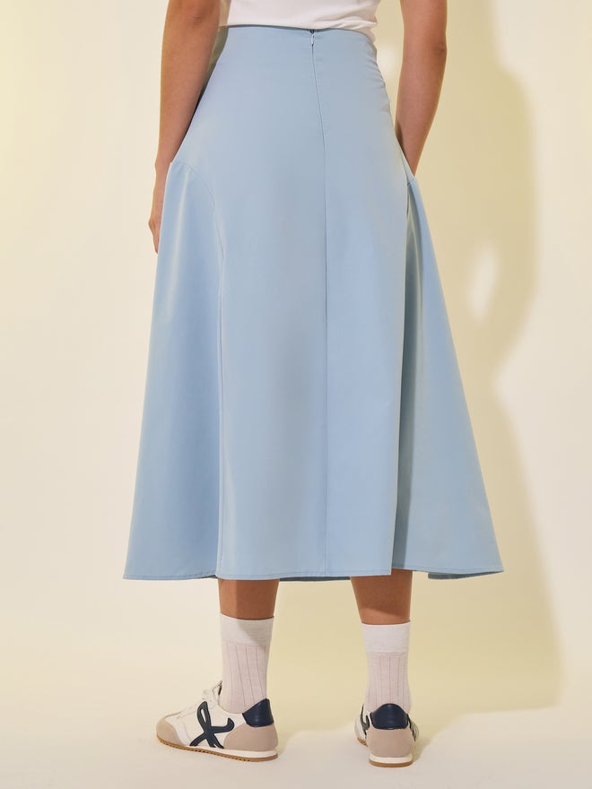 Take Two Take Two Solid Panelled A-Line Midi Skirt  - Image 4