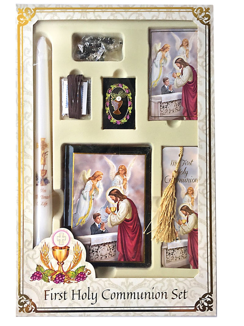 Sacred Traditions Boys Blessed Sacrament Deluxe First Communion Gift Box Set with Candle - Image 1