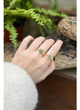 Tekno Trust Gold Green Agate Natural Stone Adjustable Handmade Ring I Gold Plated I Minimalist Gold Plated  - Image 1