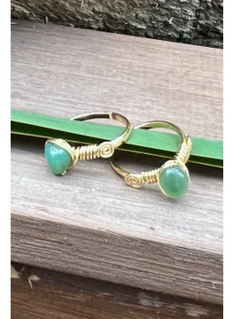 Tekno Trust Gold Green Agate Natural Stone Adjustable Handmade Ring I Gold Plated I Minimalist Gold Plated  - Image 2