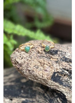 Tekno Trust Gold Green Agate Natural Stone Adjustable Handmade Ring I Gold Plated I Minimalist Gold Plated  - Image 3