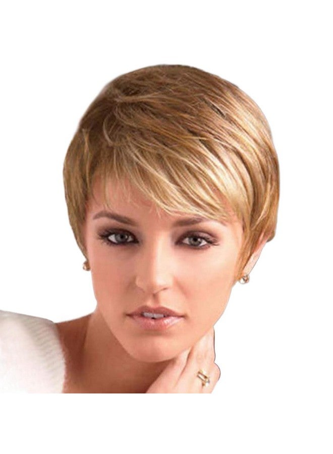 BECUS Short Pixie Cut Strawberry Blonde Wig with Bangs High Temperature Synthetic Silky Straight Realistic Wigs for Women with Wig Cap - Image 1