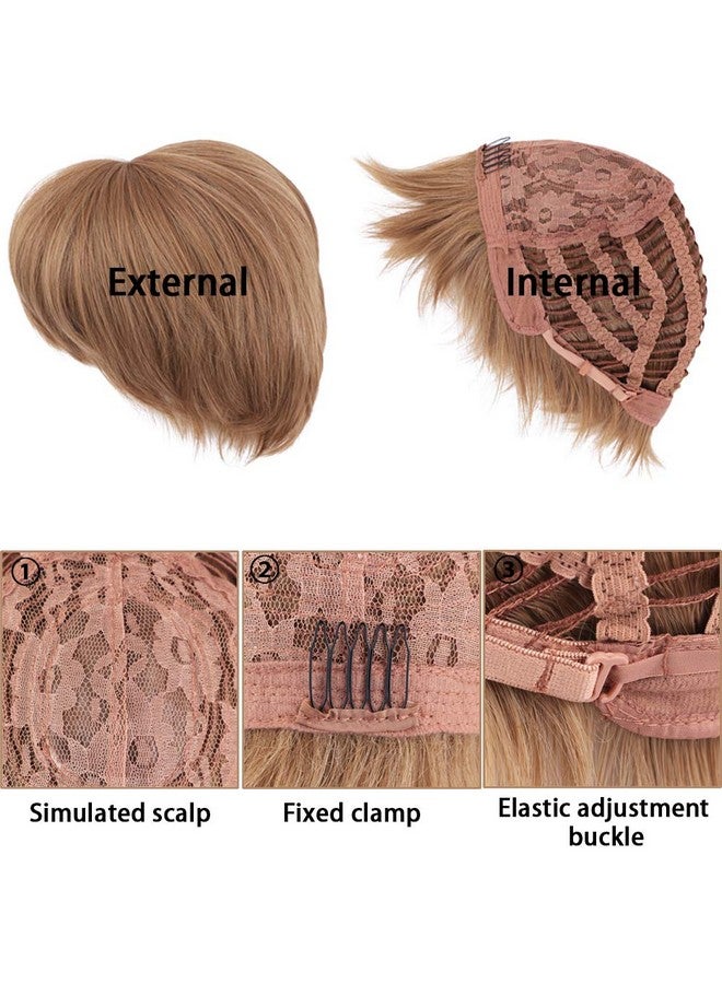 BECUS Short Pixie Cut Strawberry Blonde Wig with Bangs High Temperature Synthetic Silky Straight Realistic Wigs for Women with Wig Cap - Image 4