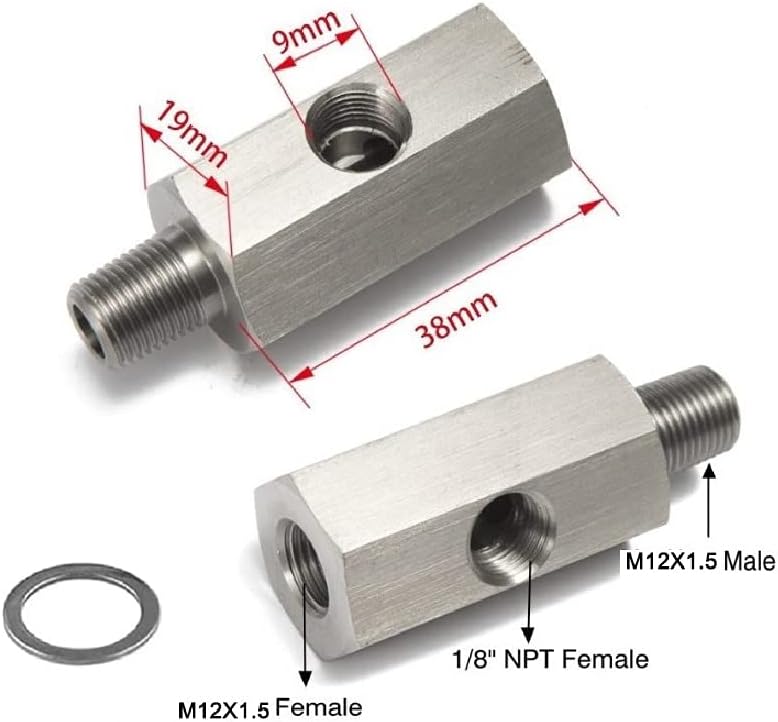 Larlansz M12 1.5 to 1/8 NPT Oil Pressure Sensor Tee Adapter - Image 2