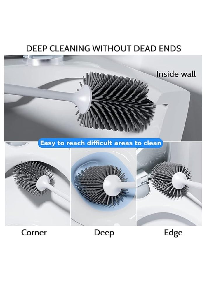 MahMir Toilet Brush, Toilet Bowl Brush and Holder, Toilet Cleaner Brush for Bathroom, Floor Standing & Wall Mounted Toilet Scrubber Without Drilling  - Image 2