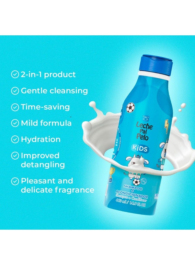 Leche Pal Pelo Kids Shampoo & Conditioner 2 In 1 Gentle, Sls & Paraben-Free With Coconut, Jojoba Oil & Aloe Vera-14.9 Fl. Oz - Image 4