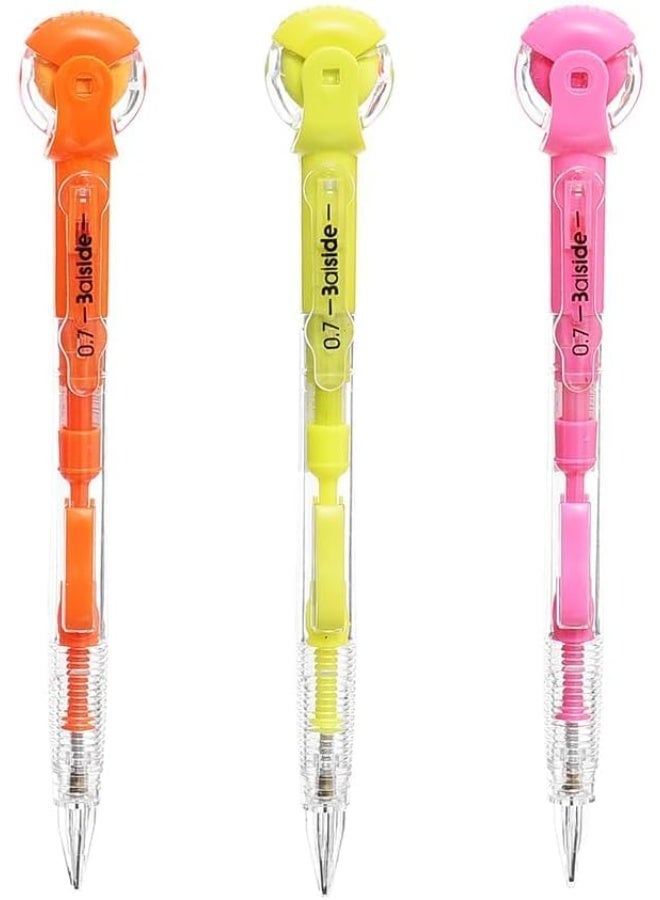 طقم أقلام رصاص سنون (4 قطع) للأطفال والطلاب - سن 0.7 ملم - مزودة بممحاة علوية متحركة - ألوان زاهية وتصميم أسطواني مريح - Image 3