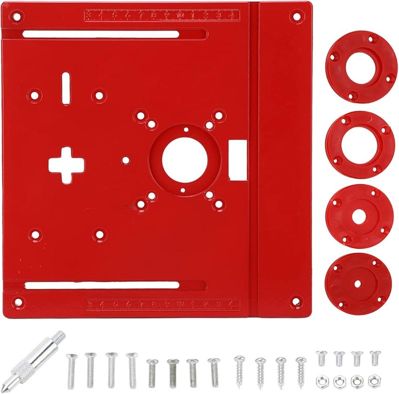 2 In 1 Jig Saw Trimmer Router Table Plate With Scale Aluminum Center Hole Bushing - Image 2