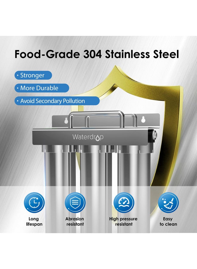 Waterdrop Waterdrop TST-UF 0.01m Ultra-Filtration Under Sink Water Filter, Stainless Steel Water Filter for Sink, 5X Service Life, 99.99% of Contaminants Larger Than 0.01m, Direct Connect to Kitchen Faucet - Image 1