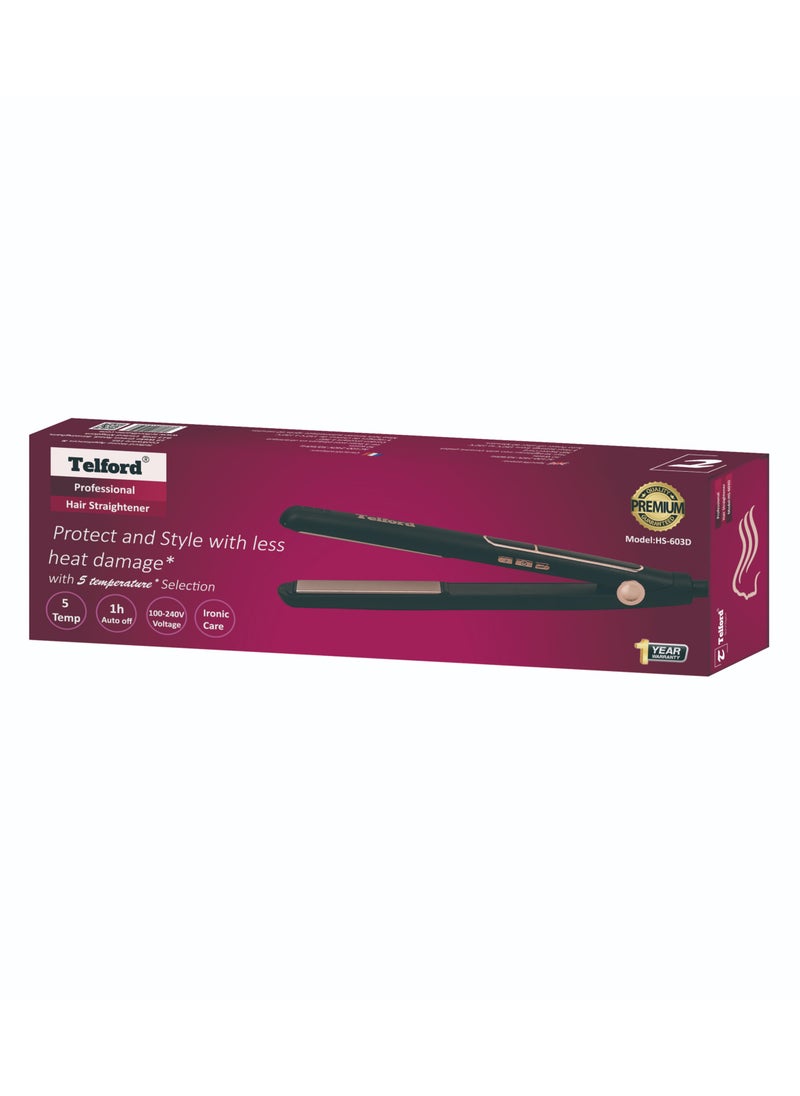 TELFORD - Professional hair straightener with argan oil infused gold ceramic plates - Image 1