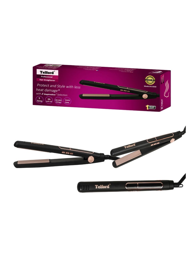 TELFORD - Professional hair straightener with argan oil infused gold ceramic plates - Image 1