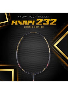 Apacs Finapi 232 Limited Edition (38 Lbs Mega Tension) Made In Vietnam | Japanese Graphite Unstrung Badminton Racket (Black Red Gold)  - Image 2