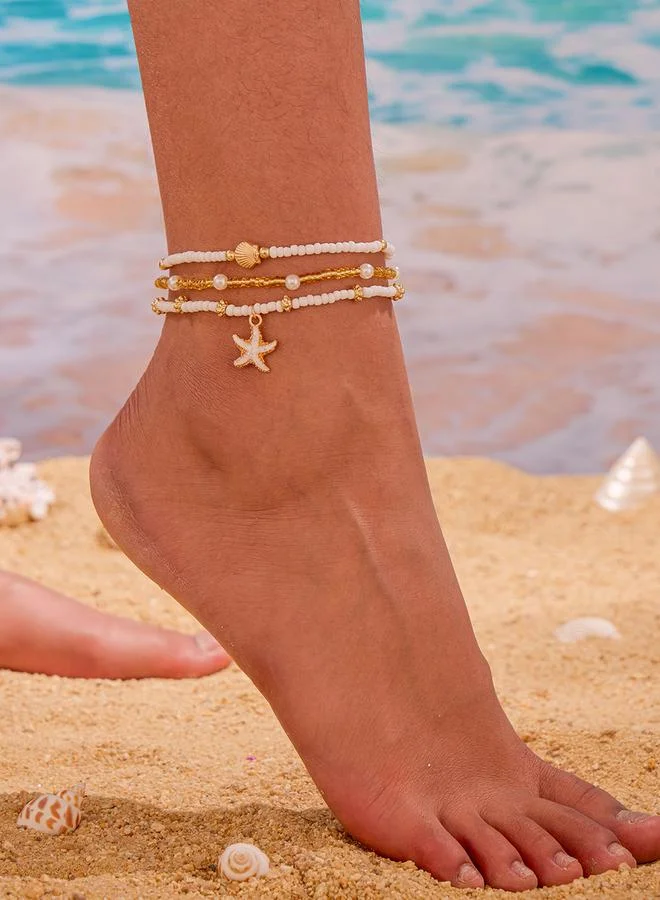 Take Two Set of 3 - Starfish Beaded Anklet