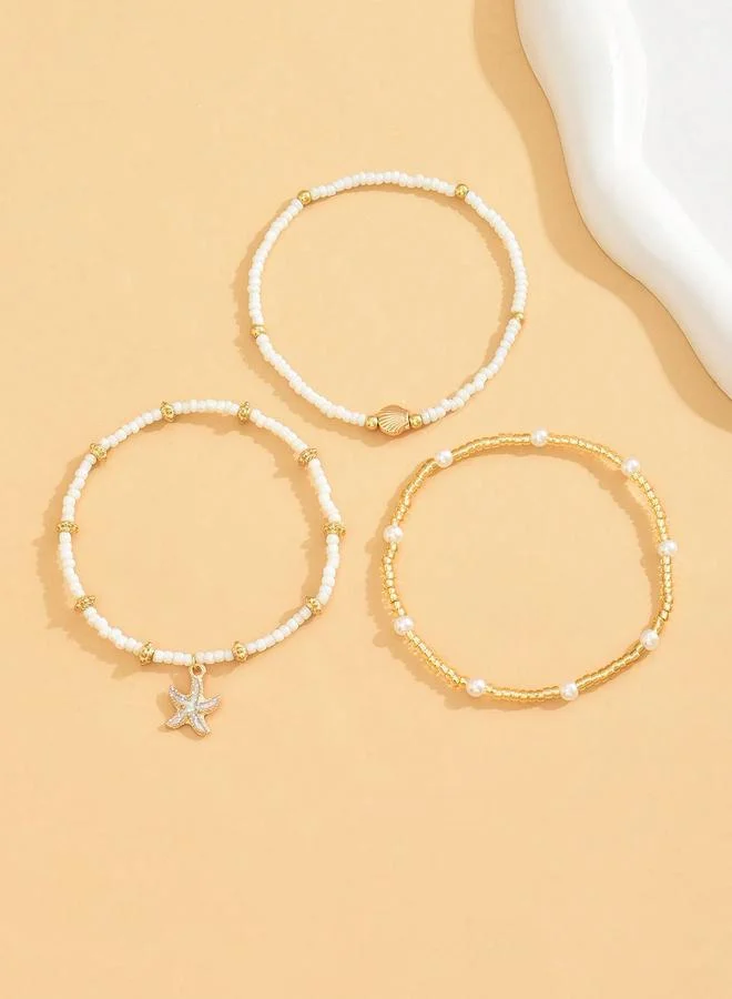 Take Two Set of 3 - Starfish Beaded Anklet