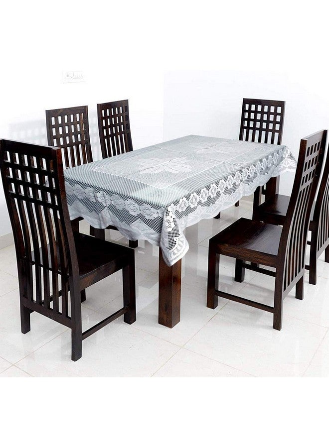 Kuber Industries Floral Design Croshia Cotton 6 Seater Dining Table Cover 60"x90"(White) - CTKTC045668 - Image 2