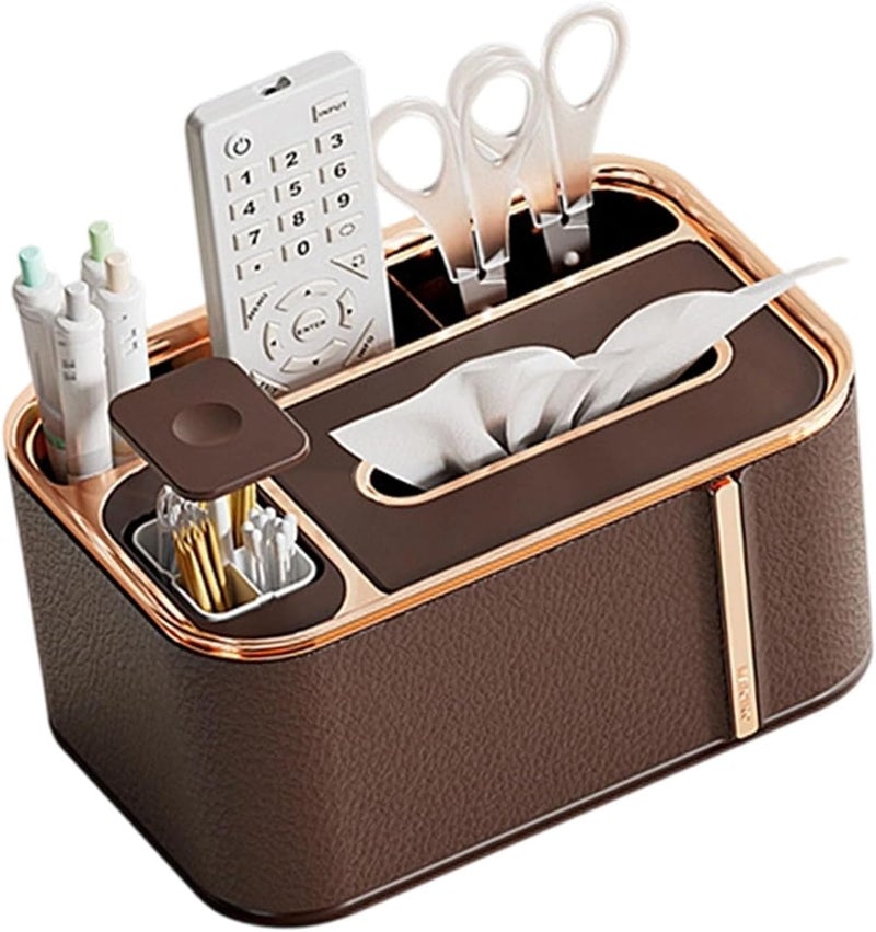 Modern Tissue Dispenser Organiser with Storage Compartment for Living Room and Bedroom Remote Control Holder Multifunctional Tissue Box - Image 4
