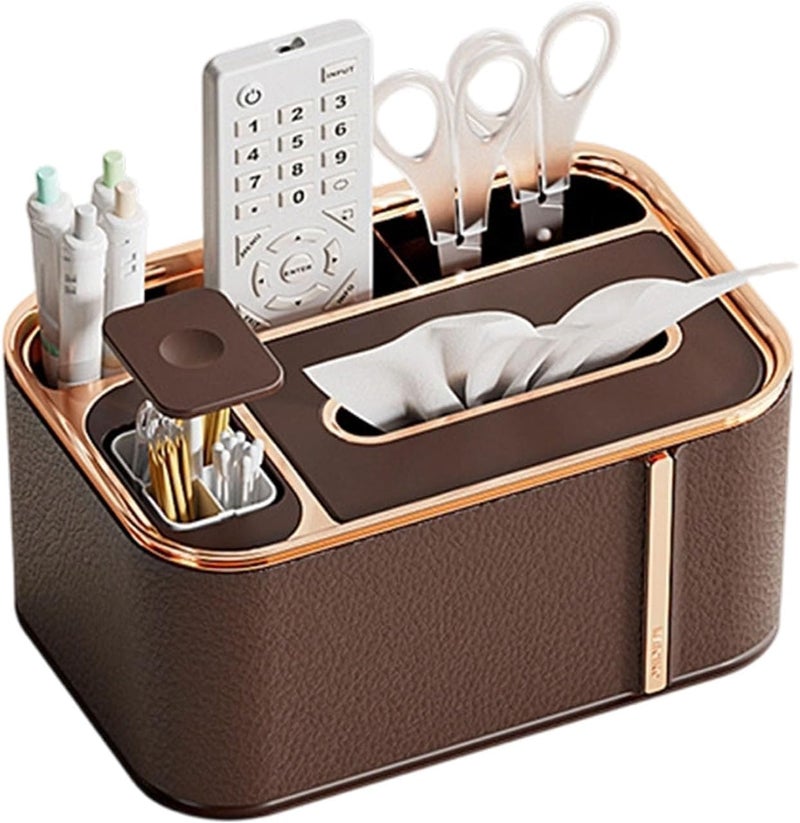 Modern Tissue Dispenser Organiser with Storage Compartment for Living Room and Bedroom Remote Control Holder Multifunctional Tissue Box - Image 3