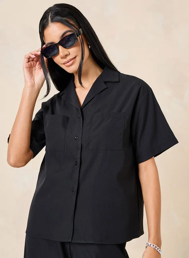 Styli Utility Pocket Resort Collar Shirt