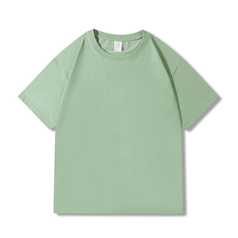 Large version | Gender-free 230g Xinjiang cotton T-shirt long velvet combed round neck short sleeve loose half sleeve T live hot - Image 1