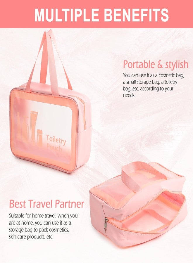 AYUS Travel Makeup Pouch Set Toiletries Bag, Cosmetic Organizer Bag for Women and Girls, Toiletry Storage Kit (Set of 3, Pink) - Image 3
