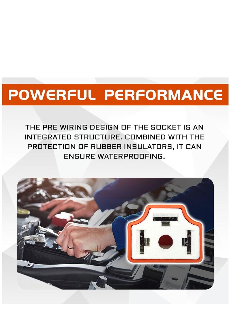 KASTWAVE 2PCS Headlight Connector H4 9003 HB2 Wiring Harness Head Light Socket, 16AWG 3 Adapter Headlamp Assembly Replacement Pigtail Socket Female Plug Fog Light Relay Harness (Orange) - Image 5