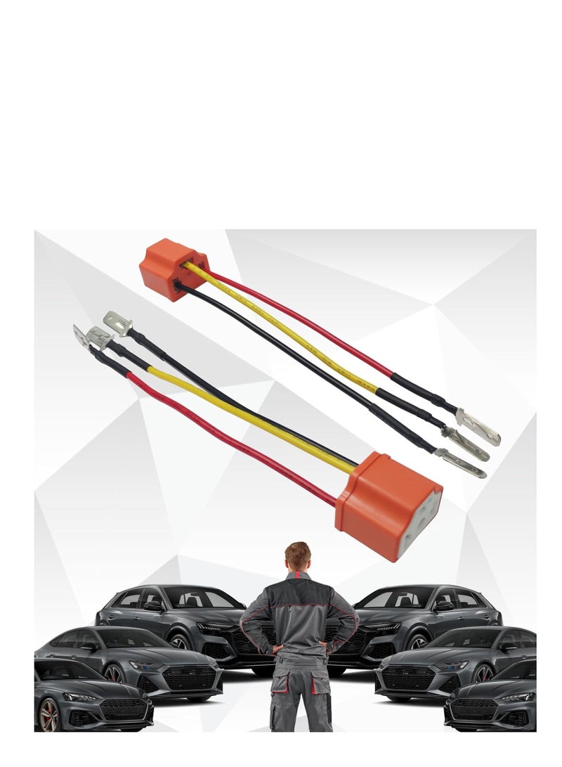 KASTWAVE 2PCS Headlight Connector H4 9003 HB2 Wiring Harness Head Light Socket, 16AWG 3 Adapter Headlamp Assembly Replacement Pigtail Socket Female Plug Fog Light Relay Harness (Orange) - Image 2