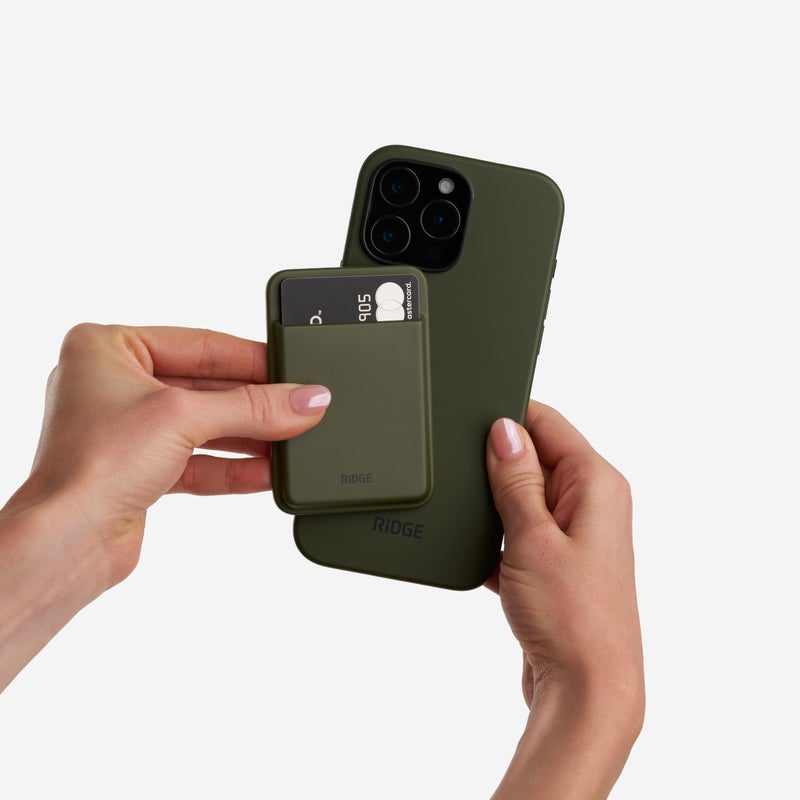 The Ridge Ridge Card Holder Compatible with Magsafe - High-Strength for A Secure Hold, Keeps Up to 3 Card, Shatterproof TPU (Matte Olive) - Image 3